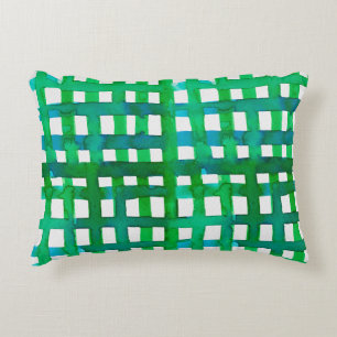 Waterverf raster - groen accent kussen