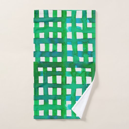 Waterverf raster - groen bad handdoek (Handdoek)