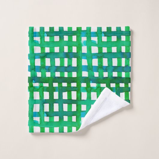Waterverf raster - groen bad handdoek (Wasdoekje)