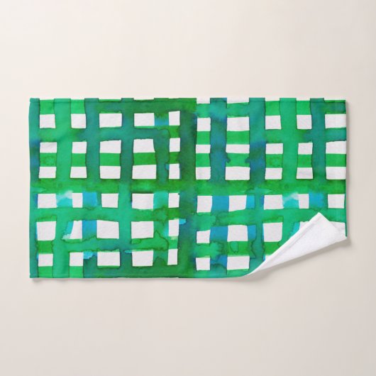 Waterverf raster - groen bad handdoek (Handdoek)