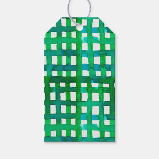 Waterverf raster - groen cadeaulabel (Voorkant)