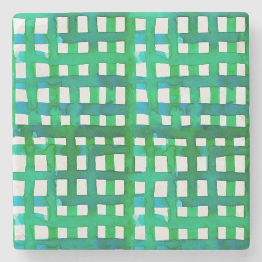 Waterverf raster - groen stenen onderzetter (Voorkant)