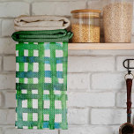 Waterverf raster - groen theedoek<br><div class="desc">Dit patroon van de waterverf van gingham is een moderne draai aan klassieke controles. Dit ontwerp kenmerkt een groen net in een stijl van de waterverf voor een summiere,  gewaagde blik.</div>