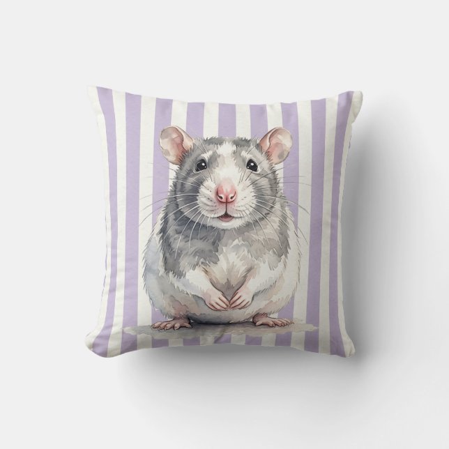 Waterverf Rat Kussenhoes Kussen (Voorkant)