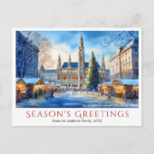 Waterverf Rathausplatz Vienna Oostenrijk Kerst Feestdagenkaart (Voorkant)