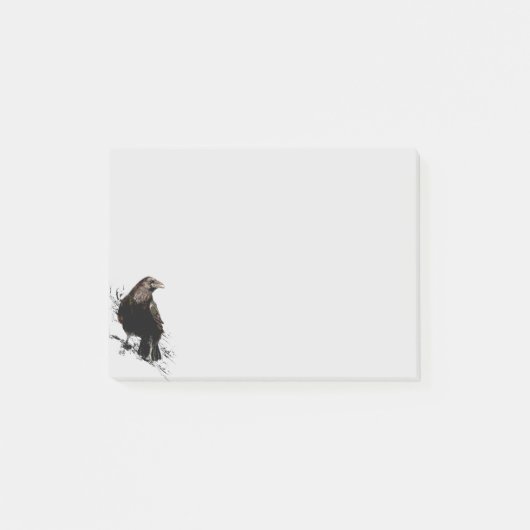 Waterverf Raven Bird Animal Art Black Post-it® Notes (Voorkant)