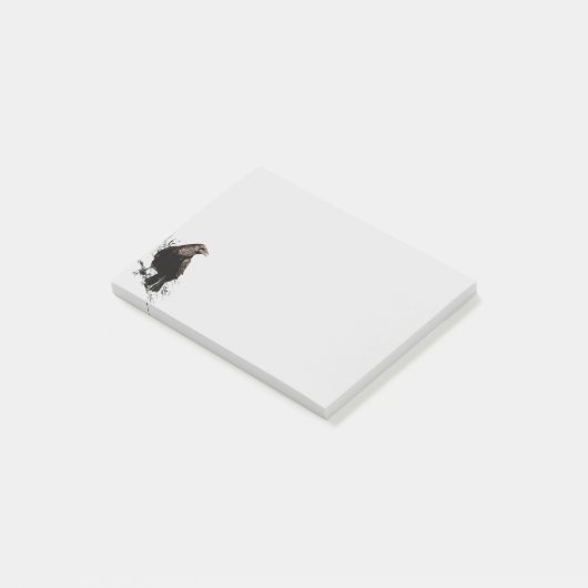 Waterverf Raven Bird Animal Art Black Post-it® Notes (Schuin)