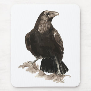 Waterverf Raven Bird & Animal Art Muismat