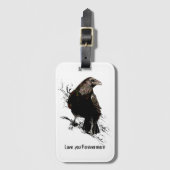 Waterverf Raven Bird Art Black Quote Bagagelabel (Voorkant (verticaal))