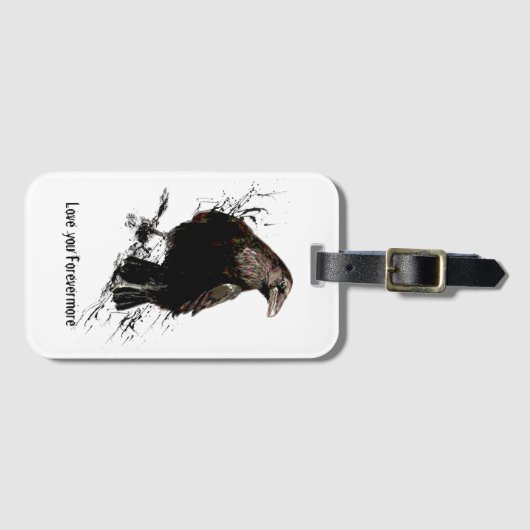 Waterverf Raven Bird Art Black Quote Bagagelabel (Voorkant (horizontaal))