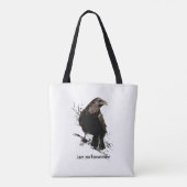 Waterverf Raven Bird Art Black Quote Tote Bag (Achterkant)