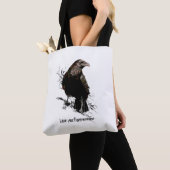 Waterverf Raven Bird Art Black Quote Tote Bag (Dichtbij)