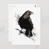 Waterverf Raven Bird Art Briefkaart (Voorkant / Achterkant)