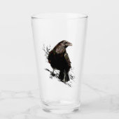 Waterverf Raven Bird Art Glas (Voorkant)
