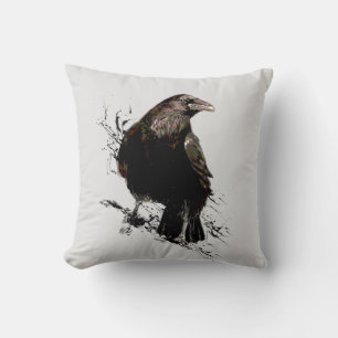 Waterverf Raven Bird Art Kussen