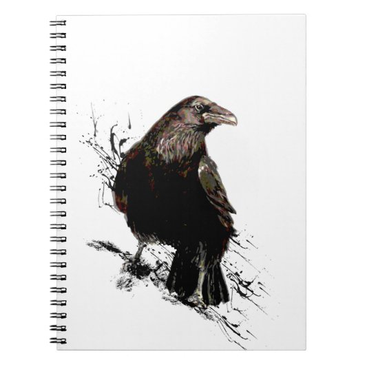 Waterverf Raven Bird Art Notitieboek (Voorkant)
