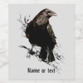 Waterverf Raven Bird Art personaliseren Wijn Etiket (Enkel label)