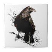 Waterverf Raven Bird Art Tegeltje (Voorkant)