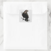 Waterverf Raven Bird Art Vierkante Sticker (Tas)