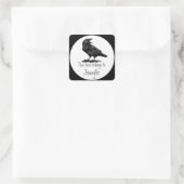 Waterverf Raven Bird Book Bord Vierkante Sticker (Tas)