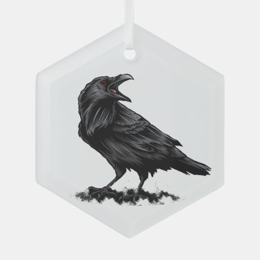 Waterverf Raven Birds Glass Ornament (Voorkant)