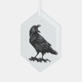 Waterverf Raven Birds Glass Ornament (Voorkant links)