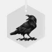 Waterverf Raven Birds Glass Ornament (Achterkant)