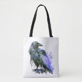 Waterverf Raven - Blauw Tote Bag (Voorkant)