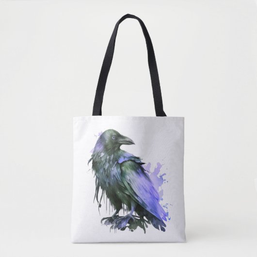 Waterverf Raven - Blauw Tote Bag (Voorkant)