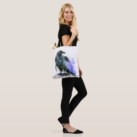 Waterverf Raven - Blauw Tote Bag (Op model)