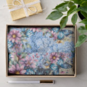 Waterverf Raven Blue Hydrangea & Vlinders Tissuepapier (Geschenk)