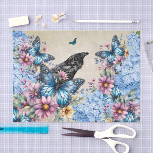 Waterverf Raven Blue Hydrangea & Vlinders Tissuepapier (Craft)