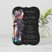 Waterverf Raven Moody Gothic Wedding Invitations Kaart (Staand voorkant)