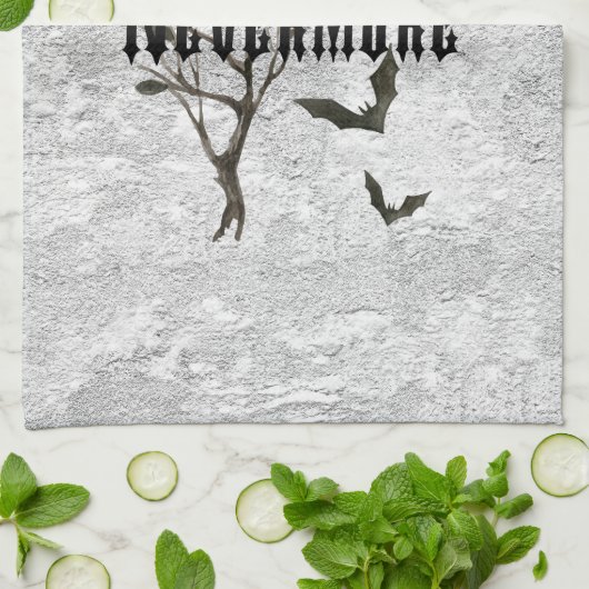 Waterverf Raven Nevermore Theedoek (Gevouwen)