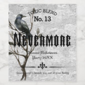 Waterverf Raven Nevermore Wijn Etiket (Enkel label)