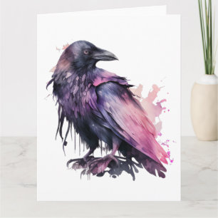 Waterverf Raven - Roze Kaart