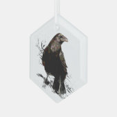 Waterverf Raven Wildlife Natuur Glas Ornament (Voorkant links)