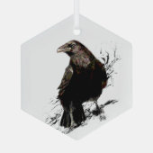 Waterverf Raven Wildlife Natuur Glas Ornament (Achterkant)