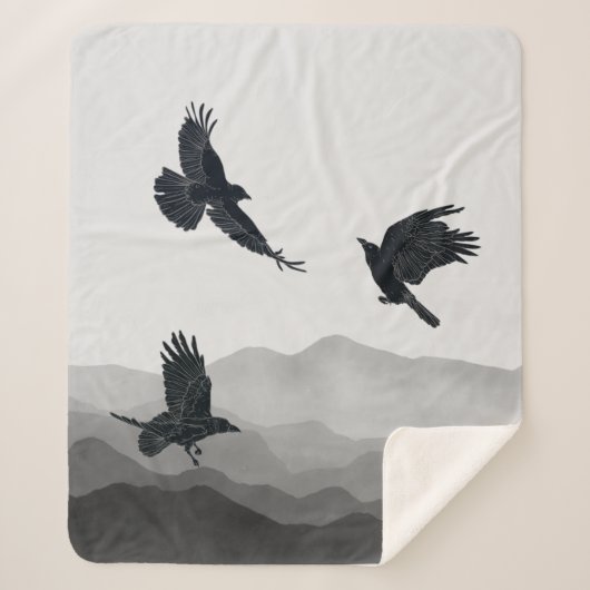 Waterverf Ravens Crows Black Birds Wilde dieren Sherpa Deken (Voorkant)