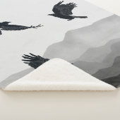 Waterverf Ravens Crows Black Birds Wilde dieren Sherpa Deken (3/4)