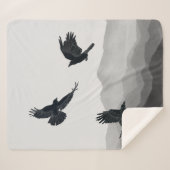 Waterverf Ravens Crows Black Birds Wilde dieren Sherpa Deken (Voorkant (horizontaal))