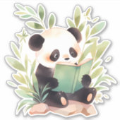 Waterverf Reading Panda Sticker (Voorkant)
