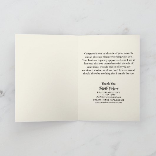 Waterverf Real Estate Agent Seller Sluiten Bedankkaart (Binnen)