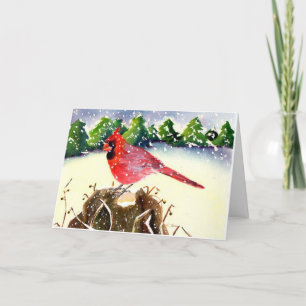 Waterverf Realism Male Cardinal Scripting Inside Feestdagen Kaart