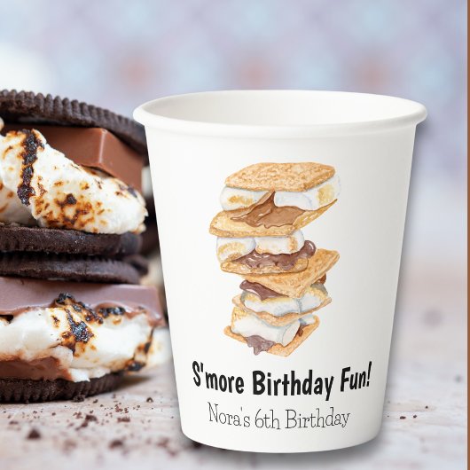 Waterverf Realistic S'mores 6e verjaardag Papieren Bekers