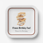Waterverf Realistic S'mores 6e verjaardag Papieren Bordje (Voorkant)