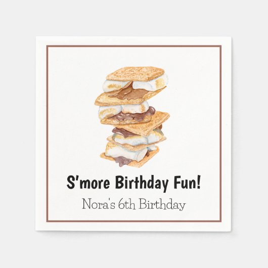 Waterverf Realistic S'mores 6e verjaardag Servet (Voorkant)