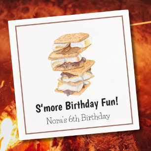 Waterverf Realistische S'mores 6e Verjaardag Servet