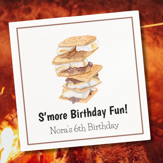 Waterverf Realistische S'mores 6e Verjaardag Servet