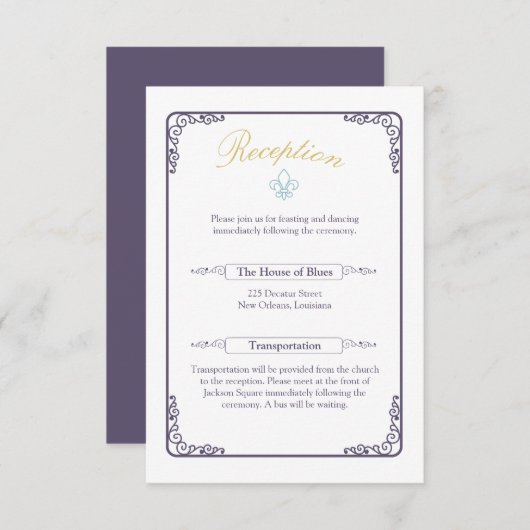 Waterverf: Receptie van New Orleans Informatiekaartje (Voorkant / Achterkant)